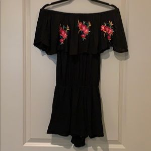 Black Embroidered Romper. Size XS.